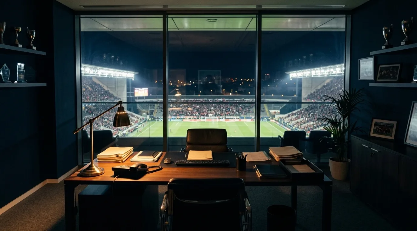 Bureau d’un club de football au moment de la clôture du mercato