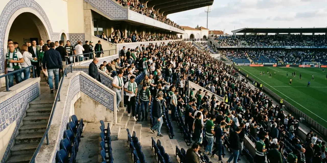 Tribune d’un stade portugais avant le coup d’envoi