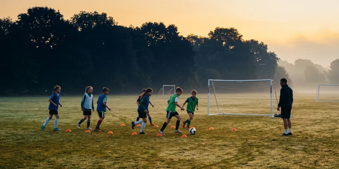 Jeunes joueurs à l’entraînement sur un terrain annexe