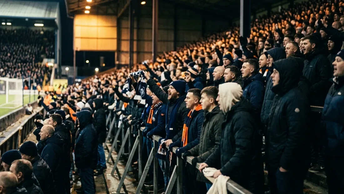 Supporters de football lors d'un match nocturne