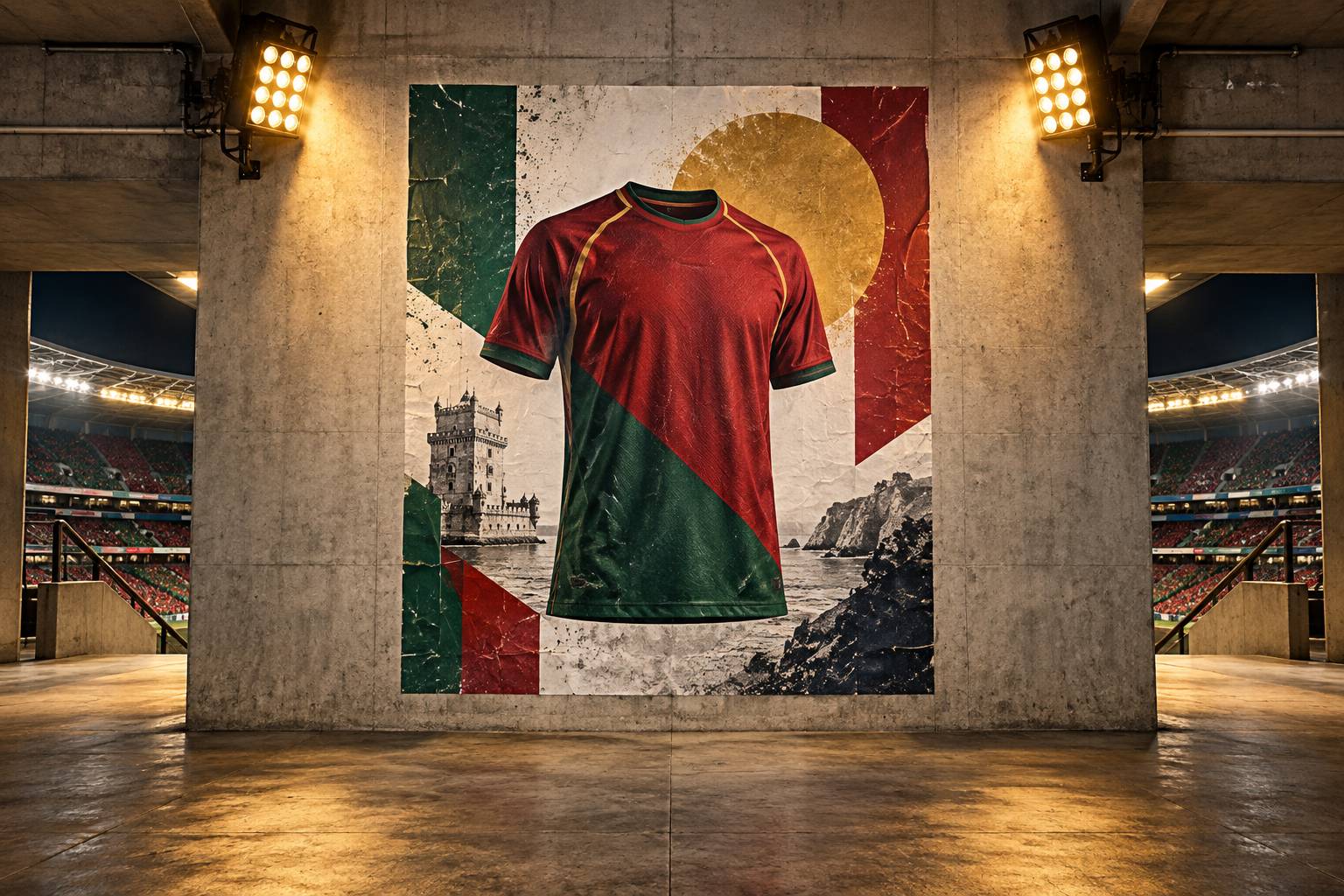 Illustration éditoriale du sujet : Maillot du Portugal : histoire du rouge et vert, évolutions