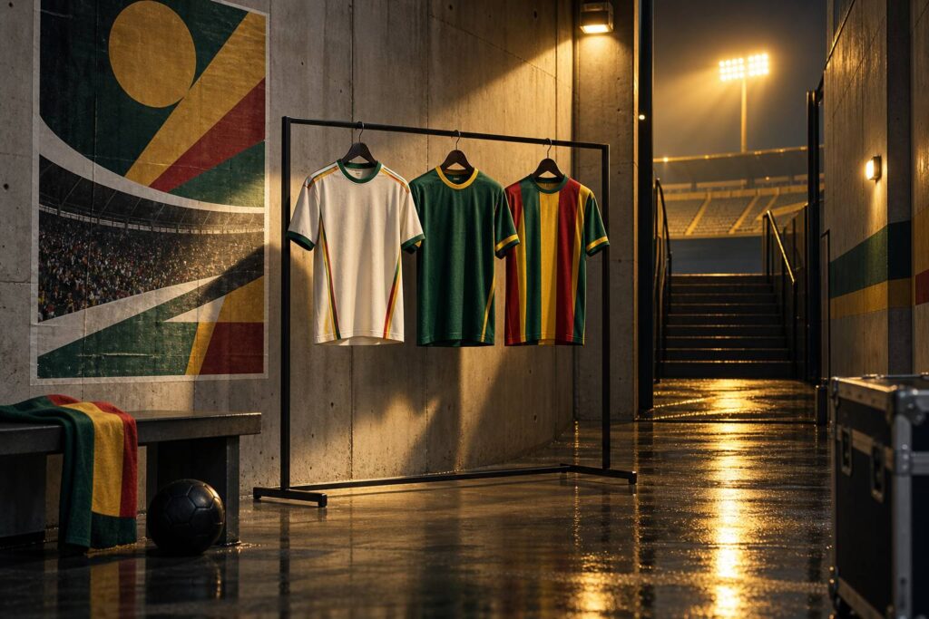 Illustration éditoriale du sujet : Maillot du Sénégal : histoire, couleurs et symbolique